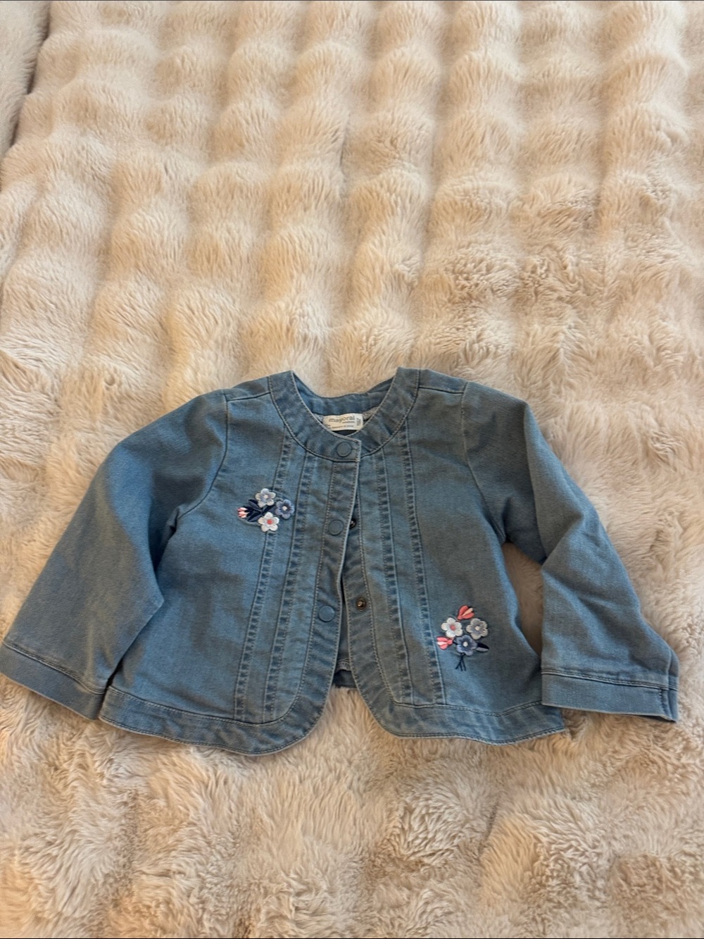 Mayoral Denim Jacket with Floral Embroidery - Blue